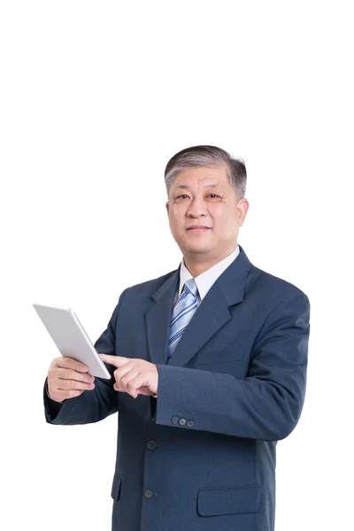Старий азіатських бізнесмен в костюмі синього — стокове фото