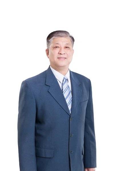 Stary azjatycki biznes biznesmen w kolorze niebieskim — Zdjęcie stockowe