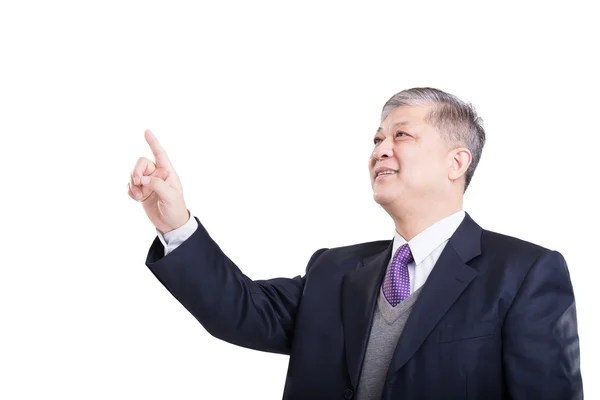 Позі і жест старої азіатської бізнесмен — стокове фото