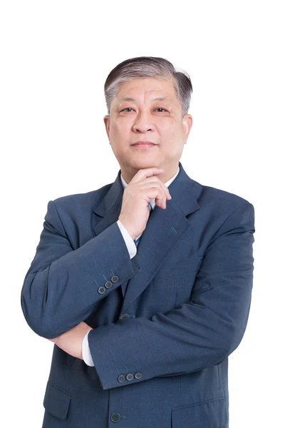 Viejo asiático hombre de negocios en azul traje —  Fotos de Stock