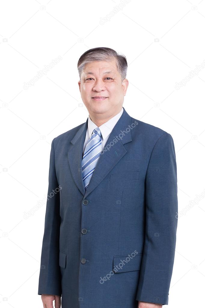 old Asian businessman in blue suit