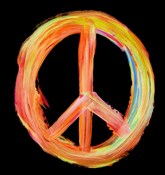 Hand painted peace sign on black — Stock Photo, Image