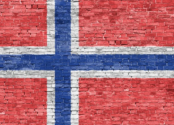 Norwegische Flagge über Mauer — Stockfoto