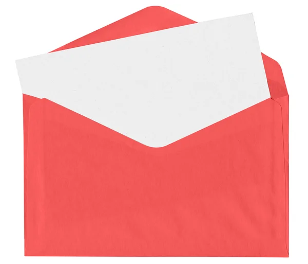 Red envelope with blank letter — Stock Photo, Image