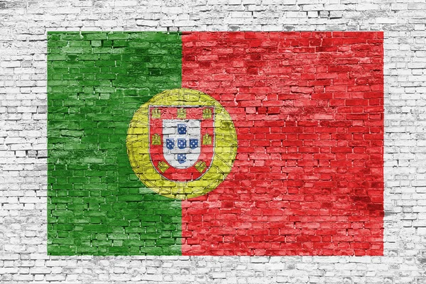 Flag of Portugal painted on brick wall — Stock Photo, Image