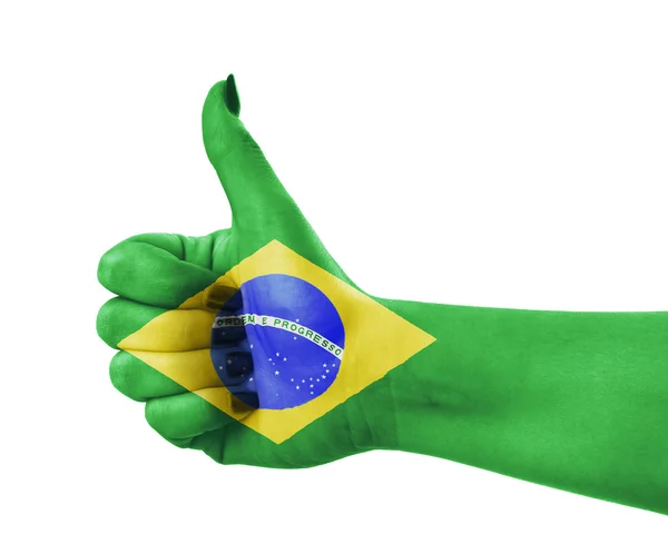 National flag of Brazil on hand — Stock Photo, Image