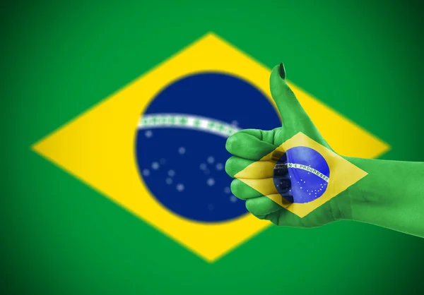 National flag of Brazil on hand — Stock Photo, Image