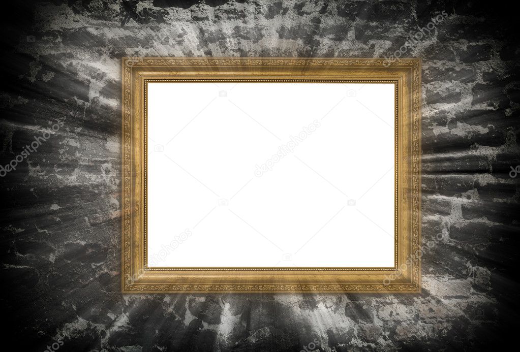 gold wooden frame with light beams