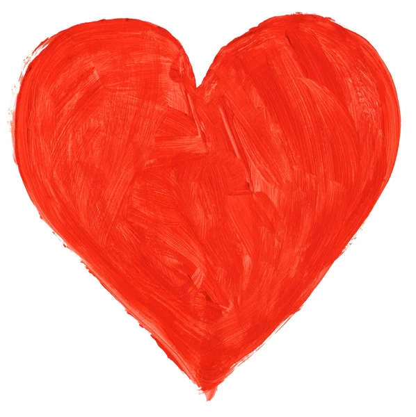 Röd handmålade hjärta — Stockfoto