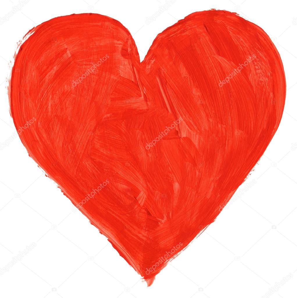 red handpainted heart