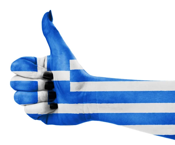 Bandeira da Grécia à mão — Fotografia de Stock