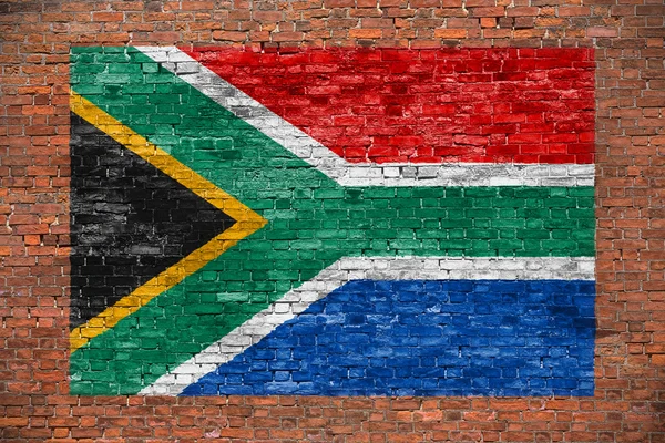 Flagge der Republik Südafrika über Backsteinmauer gemalt — Stockfoto