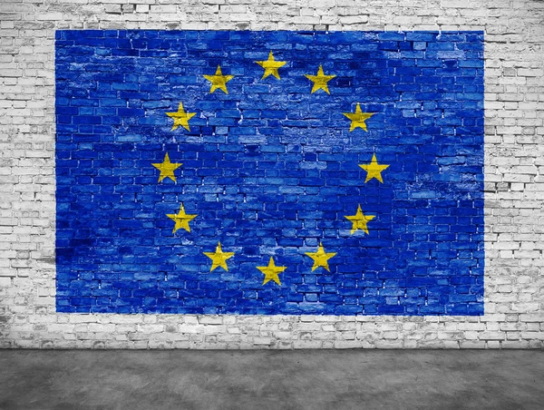 유럽 연합 및 전경의 국기 — 스톡 사진