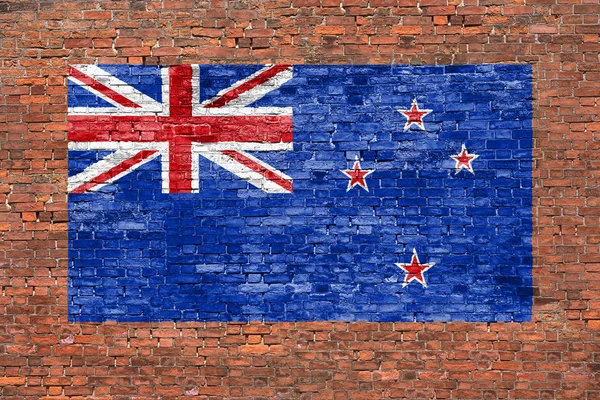 Bandera de Nueva Zelanda pintada en la pared de ladrillo Fotos de stock libres de derechos