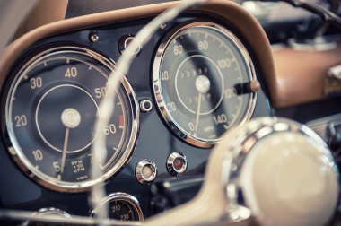 Dashboard of a vintage car clipart
