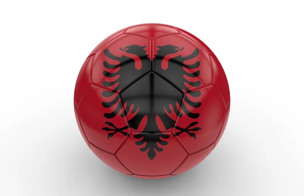 Bola de futebol com bandeira albanesa — Fotografia de Stock