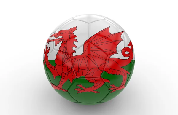 Bola de futebol com bandeira galesa — Fotografia de Stock