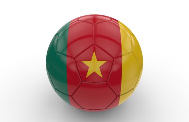 Futbol topuyla Kamerun bayrağı; 3D render