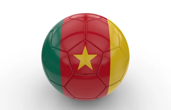 Ballon de football avec drapeau camerounais ; rendu 3d — Photo