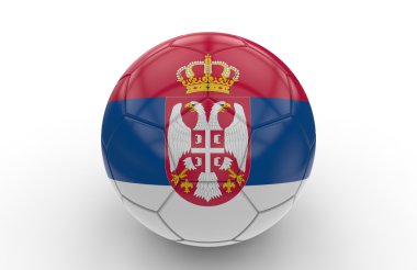 Futbol topuyla Sırbistan bayrağı; 3D render