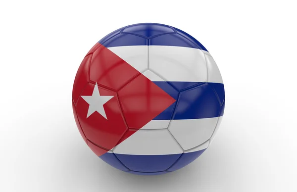 Bola de futebol com bandeira de Cuba; renderização 3d — Fotografia de Stock