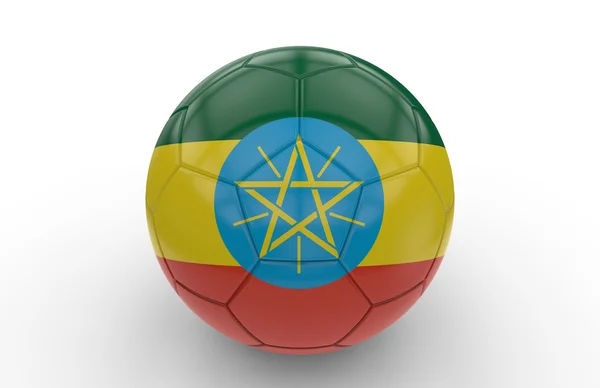 足球与埃塞俄比亚国旗;3d 渲染 — 图库照片