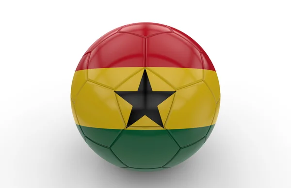 Soccer ball with Ghana flag; 3d rendering — Stock Photo, Image