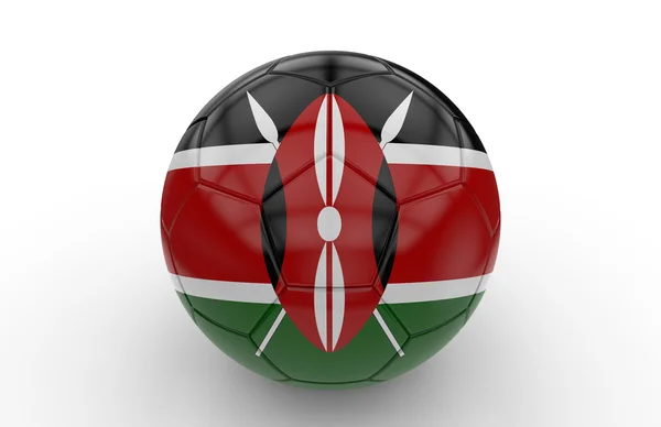足球与肯尼亚国旗;3d 渲染 — 图库照片