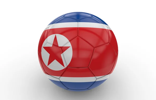 Soccer ball with North Korea flag; 3d rendering — Stock Photo, Image