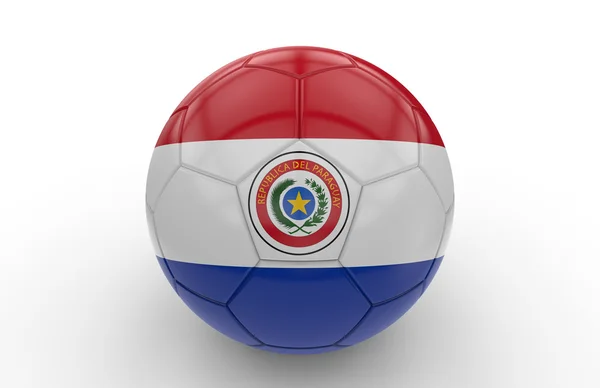 Pallone da calcio con bandiera Paraguay; rendering 3d — Foto Stock