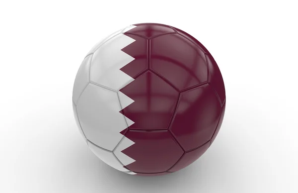 Ballon de football avec drapeau du Qatar ; rendu 3d — Photo