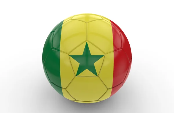 Ballon de football avec drapeau sénégalais ; rendu 3d — Photo