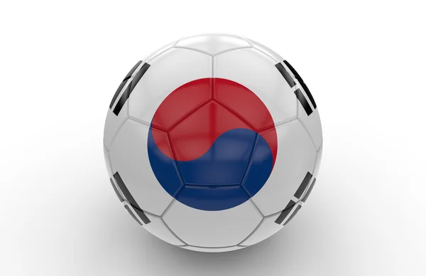 Bola de futebol com bandeira da Coreia do Sul; renderização 3d — Fotografia de Stock