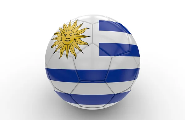 Futbol topuyla Uruguay bayrağı; 3D render — Stok fotoğraf