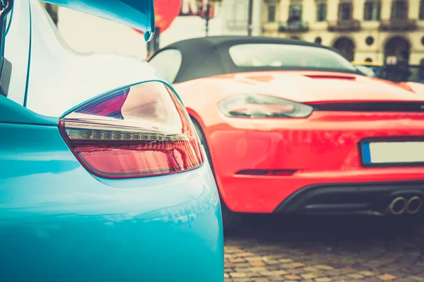 Back lights of a blue car — Stock Photo, Image