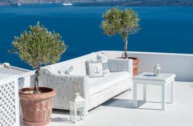 Santorini üzerinde güzel Teras