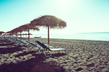 Bir Beach Santorini adasında Vintage görünümü