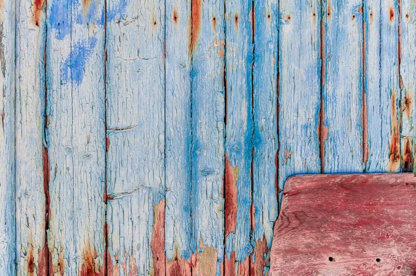 Textura de madeira painel azul e vermelho — Fotografia de Stock