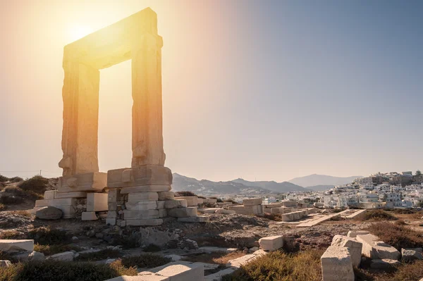 Portara Naxos při západu slunce — Stock fotografie