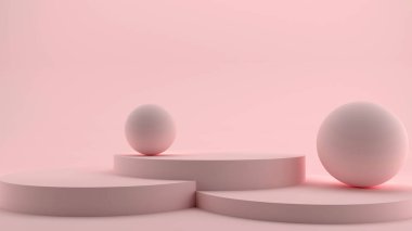 Yuvarlak podyum, kaide ya da platform, ürün sunumu için pembe arka plan. 3d illüstrasyon