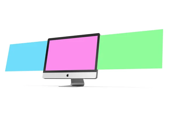 Monitor Three Screens Mockup Illustration — Stock Photo, Image