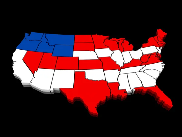 USA barevná mapa 3d — Stock fotografie