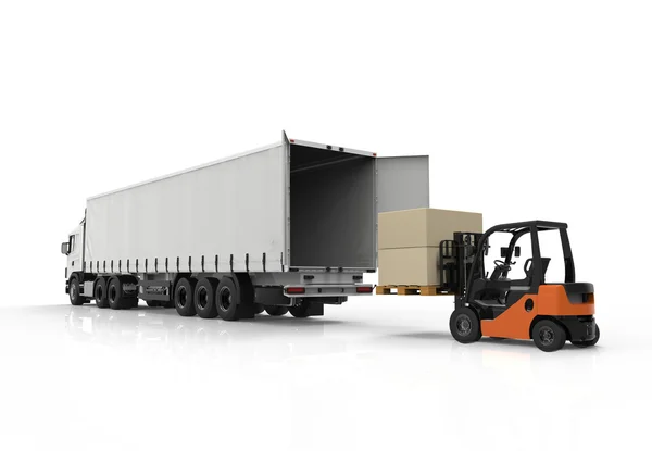 Forklift and truck — Stock Photo, Image