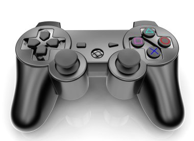 Black gamepad isolated on a white background