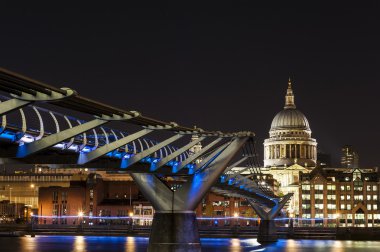 St. Paul Cathedral and Millennium Bridge in London clipart