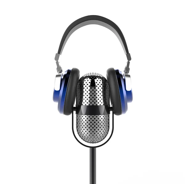 Εκλεκτής ποιότητας μικρόφωνο με μοντέρνα ακουστικά — Φωτογραφία Αρχείου