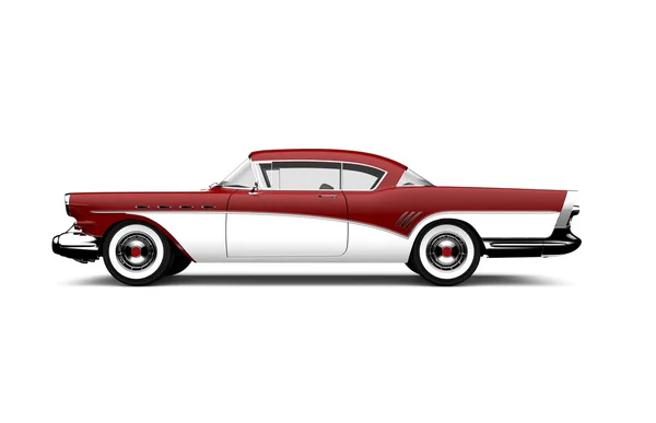 Retro kırmızı ve beyaz araba — Stok fotoğraf