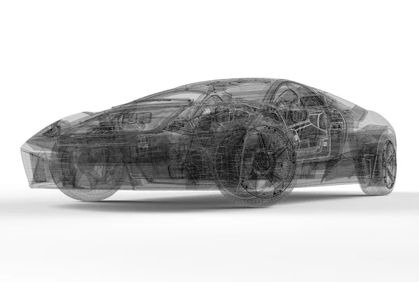 Frente do carro wireframe — Fotografia de Stock