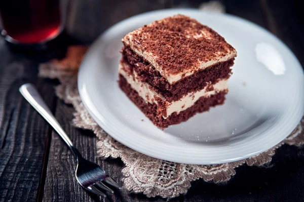 Tarte au chocolat à la crème de noix — Photo