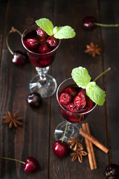 Strong alcohol cherry liqueur — Stock Photo, Image